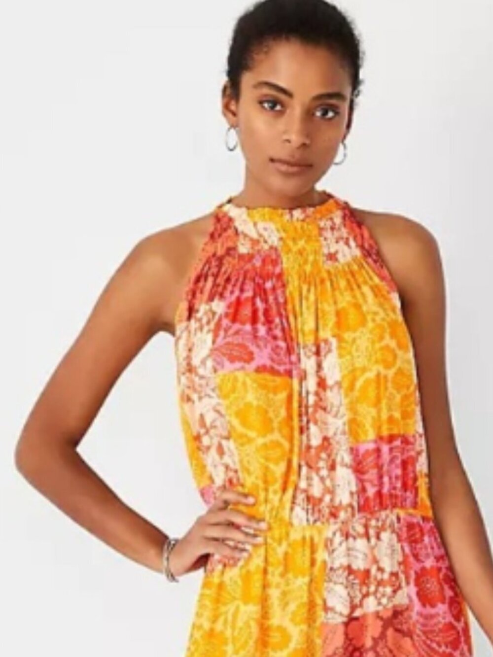Ann Taylor Patchwork Floral Maxi Dress Size Small - Picture 2 of 9